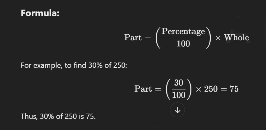 how to calculate percentage of any number